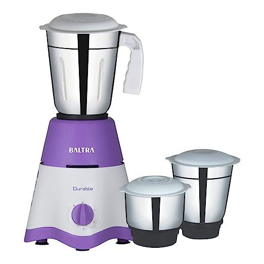 Baltra Durable 3 jar Mixer Grinder BMG-124 (500Watt) purple(ISI Certified, 2year warranty with Doorstep Service) Baltra Durable 3 jar Mixer Grinder BMG-124 (500Watt) purple(ISI Certified, 2year warranty with Doorstep Service)